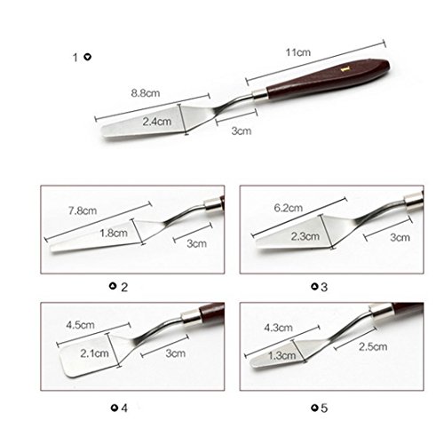 Monique 5 PCS Stainless Steel Painting Palette Knives Scrapers Set Basic Pottery Clay Tools Kit