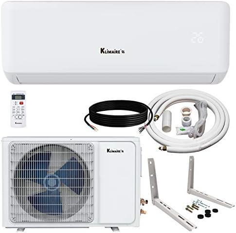 Klimaire KSIA 17 SEER 9,000 BTU Ductless Mini-Split Inverter Air Conditioner Heat Pump System with 15 Ft. Installation Kit (9K BTU_230V)