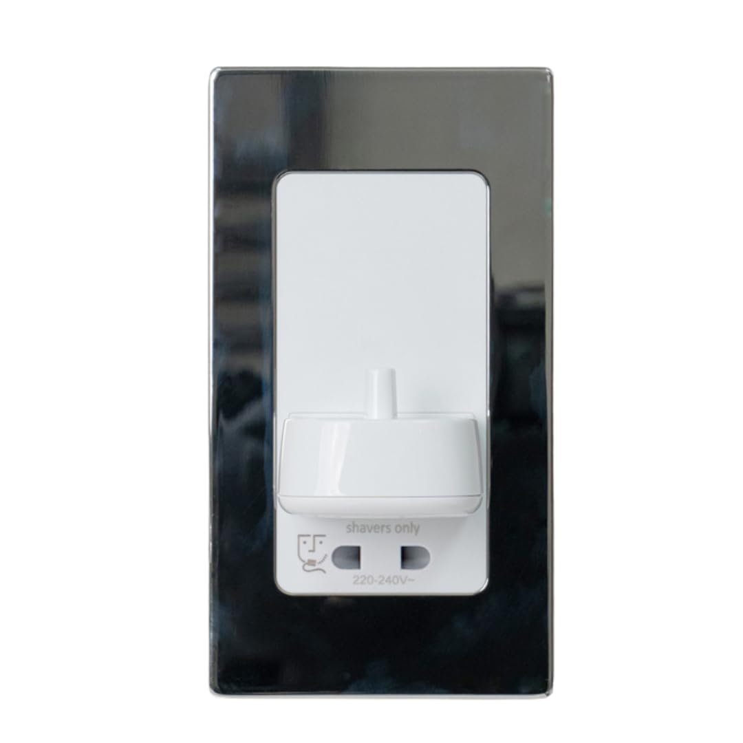 Evoges In-Wall Electric Toothbrush Charger, Compatible with Oral-B & Braun, supplied with additional M3.5 75mm Length Flat Head Screws, by Proofvision (Polished Steel, Single + Shaver)