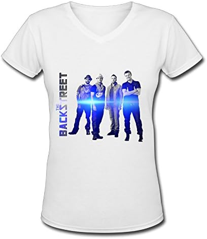 Backstreet Boys Larger Than Life Fan 2016 Tour Logo White V Neck T Shirt For Women