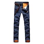 Men’s Winter Warm Fleece Lined Down Slim Fit Thicken Elastic Denim  Jeans Pants www.denim.fit