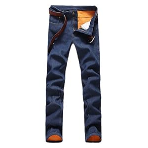 Men’s Winter Warm Fleece Lined Down Slim Fit Thicken Elastic Denim  Jeans Pants www.denim.fit