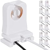 Non-Shunted Turn-Type T8 Lamp Holder JACKYLED 12-Pack UL Socket Tombstone with 10 inches Wires Attached for LED Fluorescent Tube Replacements
