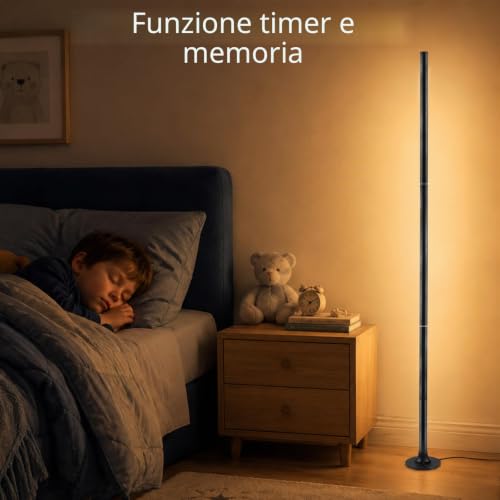 RGB Floor Lamp for Living Room 120 cm, Dimmable Corner Light with Smart App and Remote Control, 16 Million Colors, Music Sync, Timing Runtion for Bedroom