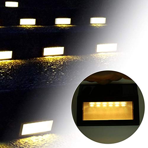Solar Step Lights Outdoor - Amei 6 LED Solar Deck Lights, Solar Garden Lights, Solar Outdoor Lights Wall Mount, Waterproof Security Lamps for Decks Stairs Patio Pathway Fence (Warm White) (8 Pack)