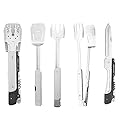 ROXON 6-in-1 BBQ Multi Tool Detachable and Foldable Grill Tool Set with Spatula, Fork, Barbecue Tongs, Bottle Opener and More - Portable Grilling Multitool for Backyard Grilling, BBQ and Camping