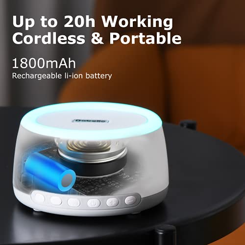 BABELIO Portable White Noise Machine, Rechargeable Sleep Sound Machine for Travel Sleeping Baby Kids Adults, with Night Light, 32 Relaxation Noise, Bluetooth, Timer