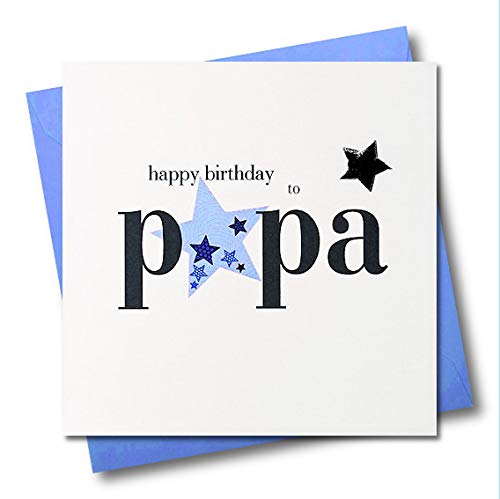 Claire Giles Greeting Cards, Happy Birthday Papa Card, Blue Star design Birthday Greeting Card, Embellished with a padded star