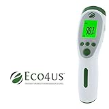 Eco4us - Non-Contact Infrared Talking Thermometer, Large Backlit LCD Display, Announces Temperature in 3 Languages. Reads Body, Surface, Room Temperatures, Visually Impaired Friendly