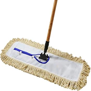 24 Industrial Strength Loop End Cotton Dust Mop With 56 Long Wood Handle And Metal Frame Best Value For Wet And Dry Mopping On Hardwood Laminate