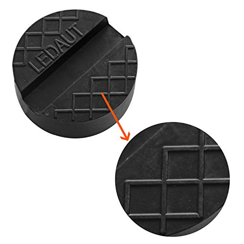 LEDAUT Robust Rubber Jack Pads 4 Pcs Black Rubber Pads Grooves Universal Slotted Jack Pad Block Protect Trolley Vehicle 65mm X 24.7mm 4 Pack