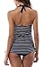 ALove Women's Halter One Piece Swimsuit Striped Bathing Suit Ruched Swimwear