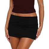 Franhais Womens Y2k Fold Over Skirt Cute Low Rise Ruched Bodycon Mini Skirt Casual Stretchy Sweat Skirts Aesthetic Streetwear