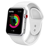 Yimzen Soft Silicone Sport iWatch Band Strap for Apple Watch Series 3 2 1 Sport & Edition 38mm S/M White