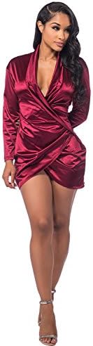 Sedrinuo Sexy Long Sleeve Deep V Neck Club Mini Dresses for Women,Red,6/8(Medium)  price in UAE | Amazon UAE | kanbkam