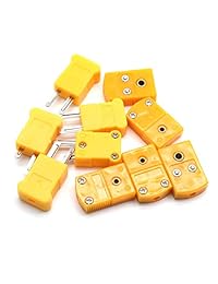 Aodesy   Conector tipo K para termopar macho y macho (5 pares, 10 unidades), color amarillo