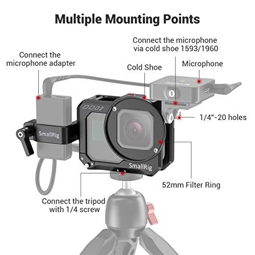 SmallRig Vlogging Cage and Mic Adapter Holder for GoPro HERO8 Black