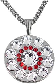 Swarovski Crystal Golf Ball Markers with Magnetic Necklace - Premium Golf Gifts for Women by Girls Golf Bling (Mauna Kea Siam Red Mini)