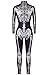 F Style Halloween Cosplay Clothes Skeleton Printed Women Jumpsuits Rompers Skinny Bodysuit,Black White Bone,Small