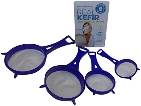 Cultures of Health Cultures for Health Water Kefir Grains plus 4 Piece Strainer Set, Heirloom Organic non-GMO, Makes carbonated Probiotic Soda, Perfect for Grolsch Bottles and Coconut Water