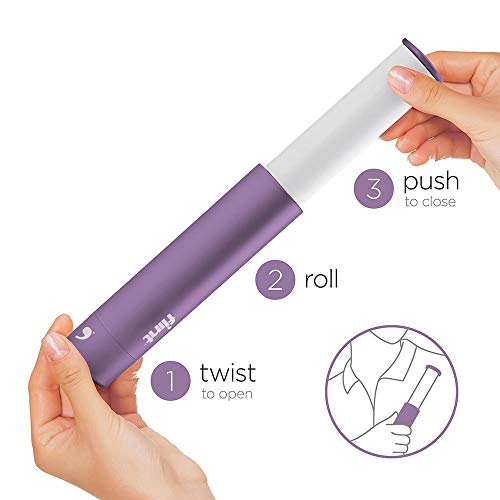 Flint Retractable Lint Roller, Refillable, 30 Sheets, Metallic Purple