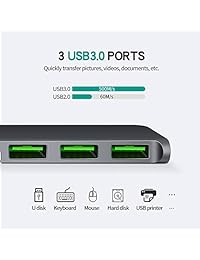 Adaptador para MacBook, Thunderbolt 3 Dongle con HDMI 4K, USB C Dongle con puerto 3USB 3.0, lector de tarjetas SD TF, USB Hubs para MacBook Pro 13 de 15 pulgadas 2018 2017 2016, MacBook Air 2018