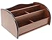 Cherry Brown Wooden Office Desk Organizer with 1 Paper/CD/DVD Rack and 4 Storage Compartments for Office Supplies and Desk Accessories - for Use on Desktop|Table|Counter in Kitchen Or Work Space