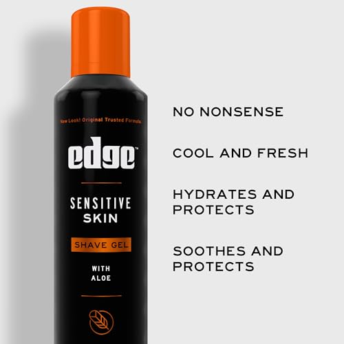 EDGE SHAVING GEL FOR MEN, SENSITIVE SKIN WITH ALOE, (6 PACK) – SHAVE GEL FOR MEN THAT MOISTURIZES, PROTECTS AND SOOTHES TO HELP REDUCE SKIN IRRITATION