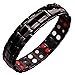 Double Strength Titanium Magnetic Therapy Bracelet Dual Row 4 Bio Elements Energy Balance for Mens Arthritis Relief Pain Carpal Tunnel + Hematite Pendant Necklace