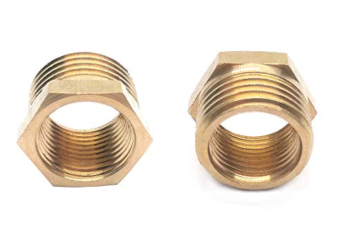 ZLYY 5pcs 1/2" NPT Male x 3/8" NPT Female Thread Reducing Adapter Hex Bushing, Solid Brass Pipe Fitting, Adapter Convert