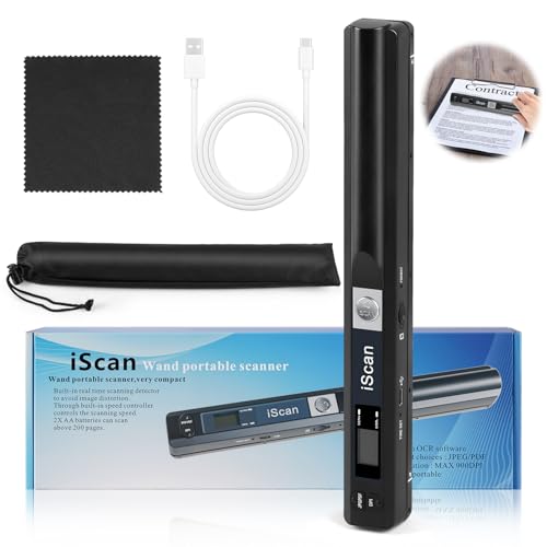 900 DPI Scanner de Documentos Portátil, Mini Scanners de Recibos, Scanner de Fotos, Varinha para Uso Doméstico, Scanner de Imagem Móvel Portátil, Leitor de Documentos em Varinha