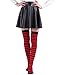 HDE Women's Plus Size Striped Stockings Thigh High Over the Knee OTK Sheer Nylons (Red Black Stripes)