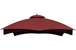 Hugline Outdoor Replacement Canopy Top Double Tier Gazebo Roof Cover for Lowe's Allen Roth 10x12 Gazebo #GF-12S004B-1 (Burgundy)