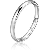 CANDYFANCY 925 Silver Pinky Ring 2mm High Polish Plain Dome Comfort Fit Classic Minimalist Ring For Women Size 2-4.5
