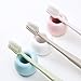 AirMoon Mini Ceramic Toothbrush Holder for Bathroom - Blue Small Countertop Organizer, Easy Clean Toothbrush Stand, Suit for Electric Toothbrush Head, Pens & Coffee Spoon, Pack of 2