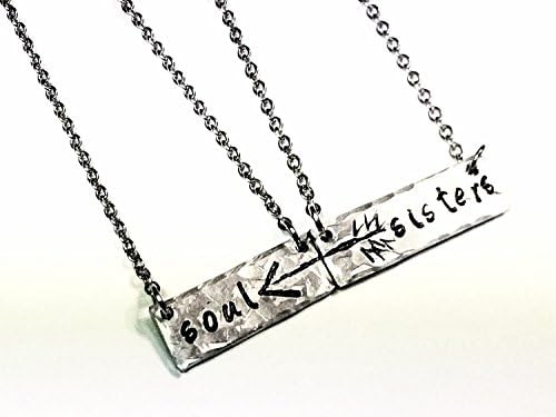 Best Friend "soul sisters" Necklace - SET of 2 - Sister BFF Stamped Jewelry - Arrows - Bridal Party Bridesmaid Gift- Friends Forever