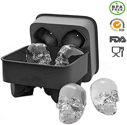 Frozen Ice Maker 3D Skull Mold for Cool Drinks and Baking - Food-Grade Silicone - DIY Mould Pudding Jelly Chocolate Mold Tray Sphere