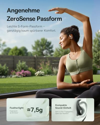 Eli Sport2 Open Ear Kopfhörer, Open Ear Headphones Sport mit S-Komfortkurve, 45H Playtime, SuperBass 2.0, IPX7, Bluetooth 6.0, 4-Mic KI-klare Anrufe, Sportkopfhörer für Fitness Laufen