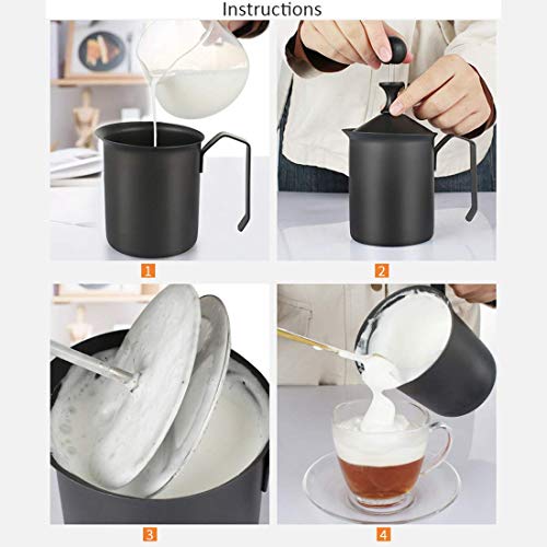 Elektrischer Schneebesen, Handpumpen-Milchaufschäumer, manuell betriebener Milchschaumhersteller aus rostfreiem Stahl… – Bild 7