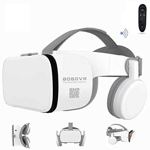 LONGLU Auricolare VR per iPhone e telefoni Android, Occhiali Bluetooth 3D per realtà virtuale senza fili con telecomando per giocare a guardare film da 4,7 a 6,2 pollici Telefono (Bianco)