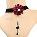 Meiysh Retro Handmade Lace Royal Court Vampire Choker Gothic Necklace Black Pendant Chain