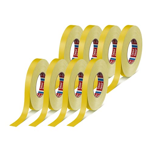 tesa tesaband 4651 Premium Gewebeband im 8er Pack - Vielseitiges Reparaturband für Indoor-Anwendungen - beschriftbar und wetterfest - gelb - 8 Rollen je 50 m x 19 mm