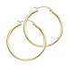 14k Yellow Gold 2mm Thickness Hinged Hoop Earrings - 10 Different Size Available