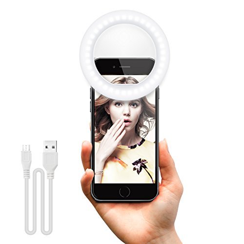 Rechargeable Selfie Ring Light - 36 LED Supplementary Lightning Night Selfie Enhancing, 3-Level Brightness Portable for iPhone, Tablet, iPad, Laptop, Camera
