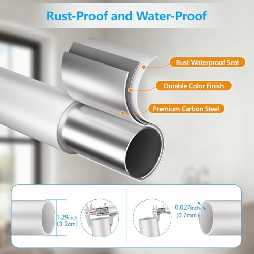 Dsocool Tension Curtain Rods No Drilling, Extra Long Tension Rod 100-440cm, Heavy Duty Shower Curtain Rod for Outdoor Patio Bathroom Windows Room Divider, Adjustable, Anti-Slip, No Rust