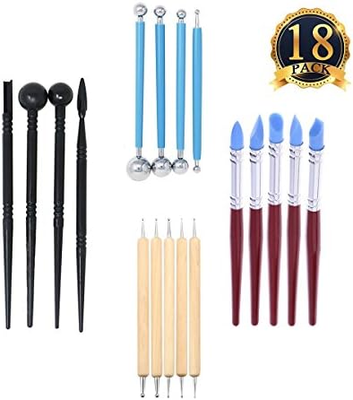 Ceramics Pottery Sculpting, Luvu Polymer Clay Sculpture Modeling Shaping Tool Painting Set (18pcs)