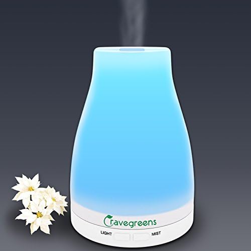 Premium 100ml Aromatherapy Essential Oil Diffuser By Cravegreens - Portable Ultrasonic Cool Mist Aroma Humidifier with Color Changing LED Lights and Auto Shut-off Function