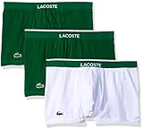 Lacoste Men's 3 Pack Cotton Stretch Trunk, Green/White/Green, M