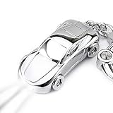 Key Chain Flashlight, Jobon Zinc Alloy Car Keychain with 2 Modes Bright LED Light, Exquisite Key Rings and Ideal Gift for Decor (Silver)