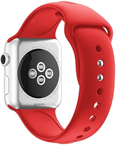 Hontao Silicone Band for Apple Watch 38mm, Soft Sport Replacement Strap for iWatch Series 3/2/1 Men Women [red 38mm]